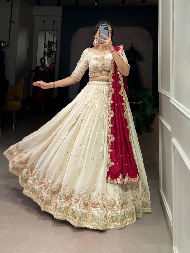 MyFashion -1411 Vichitra Silk Thread Embroidered Lehenga Choli