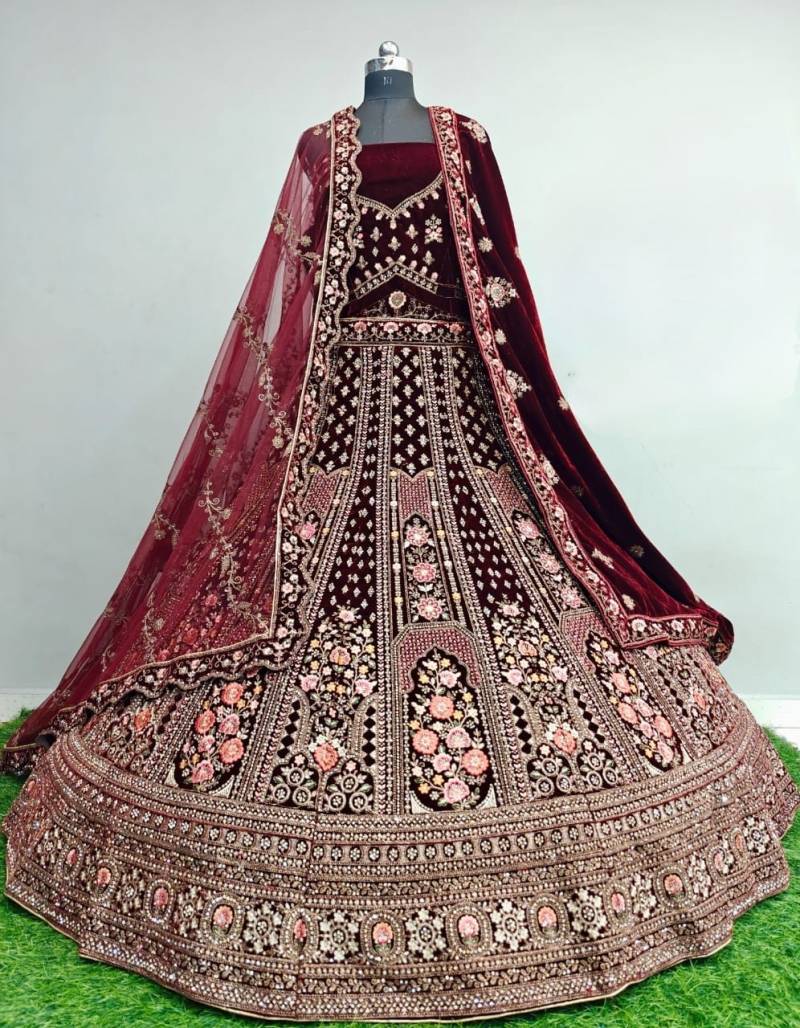 MyFashion -102 Velvet Embroidery Worked Designer Bridal Lehenga Choli