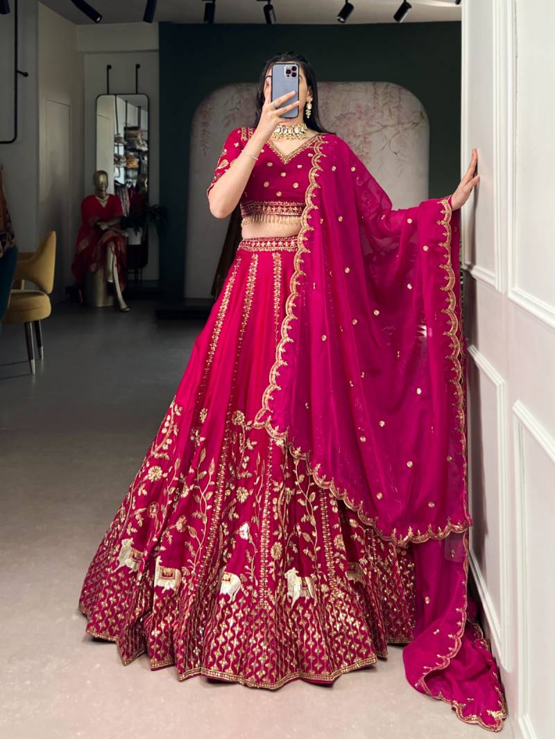 MyFashion -1459 Natural Silk Thread Embroidery Worked Designer Lehenga Choli