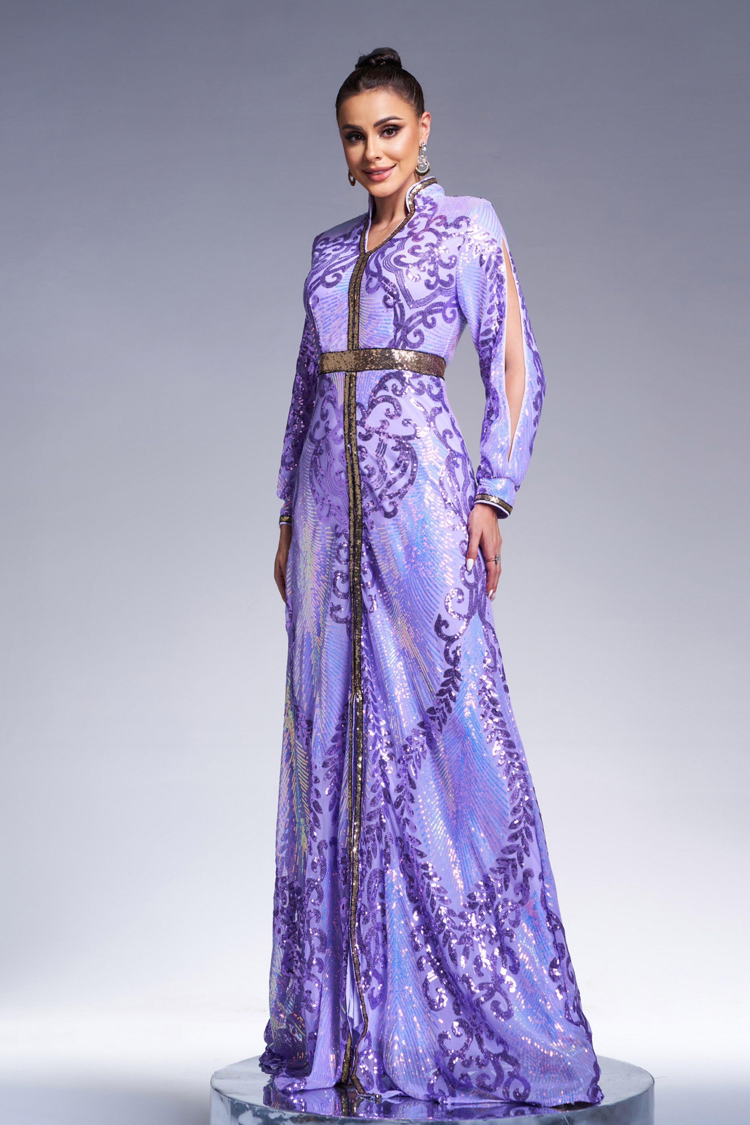 Azina -ME00330 Long Sleeve Sequin Formal Dress
