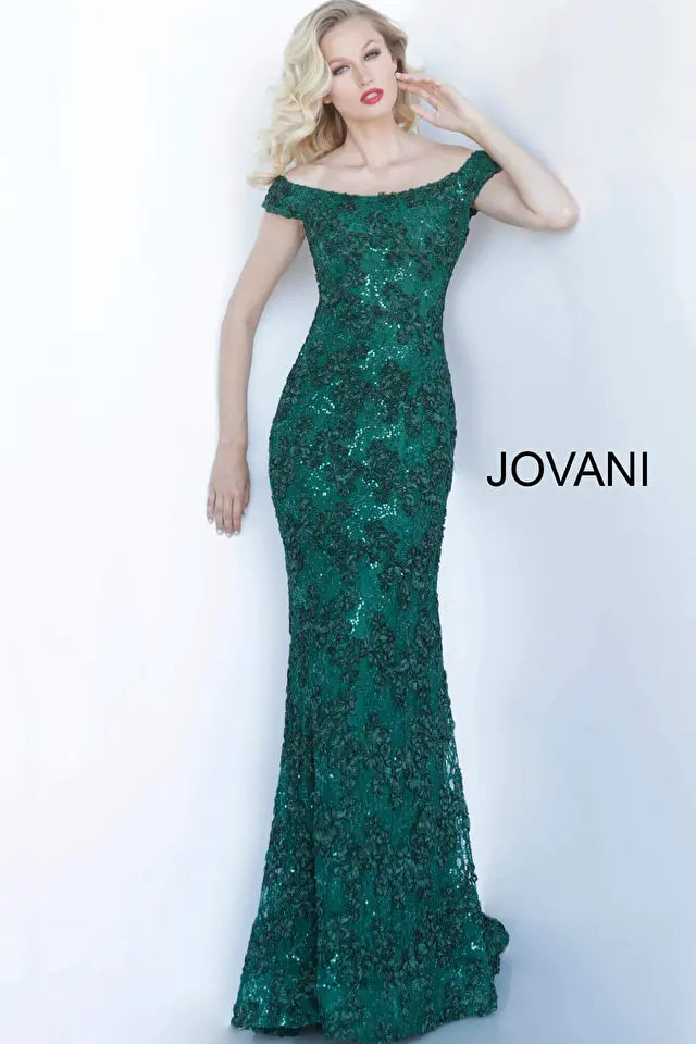 Jovani -1910B Floral Embroidered Sequin Dress