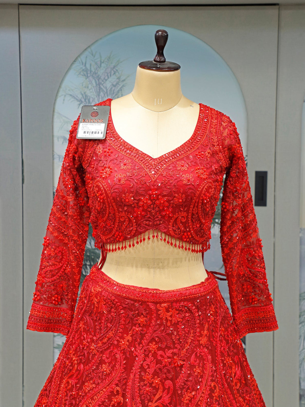 MyFashion KLS-1988 Crimson Royale Lehenga Exquisite Net with Pearl & Jarkan