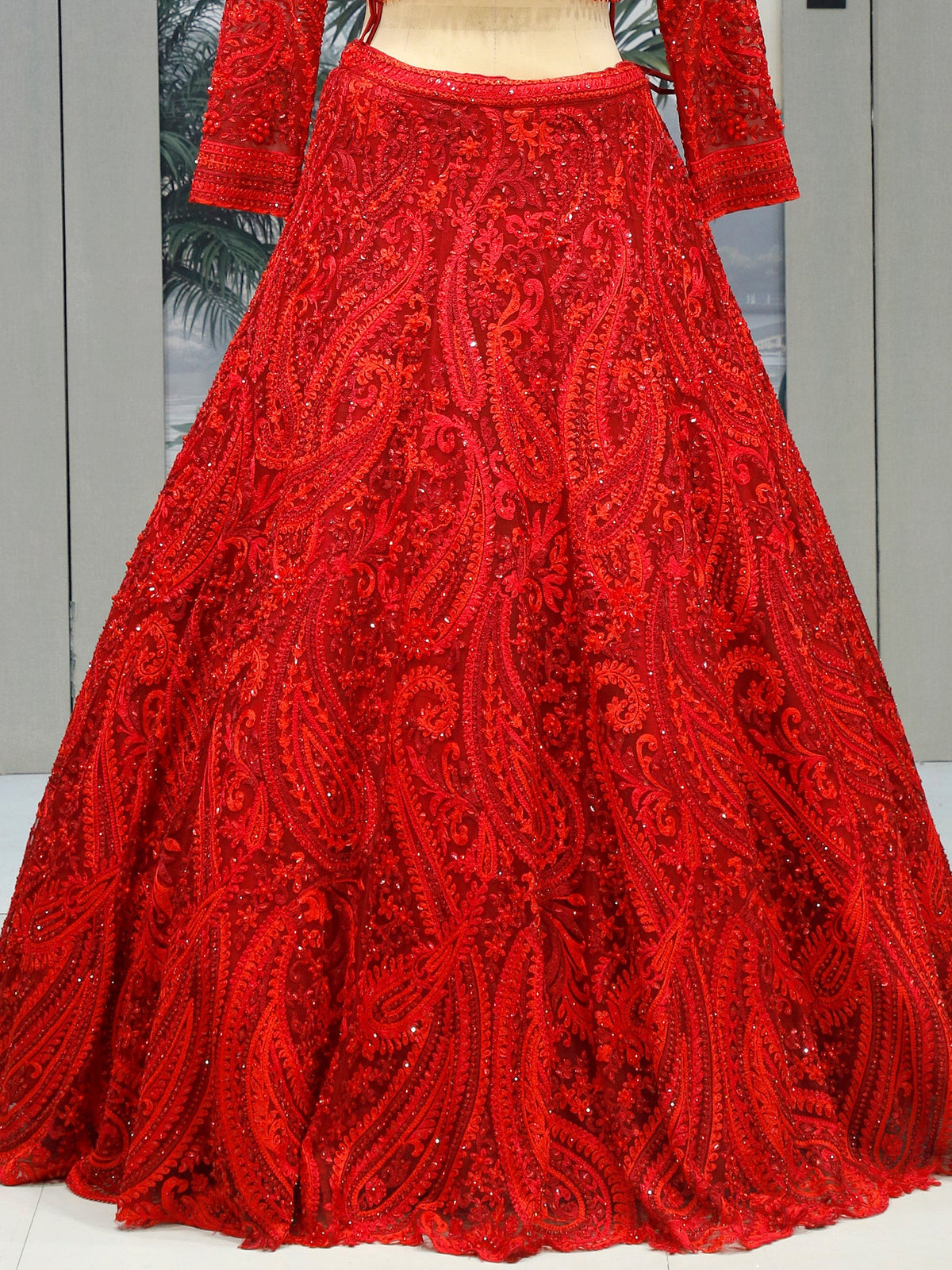 MyFashion KLS-1988 Crimson Royale Lehenga Exquisite Net with Pearl & Jarkan