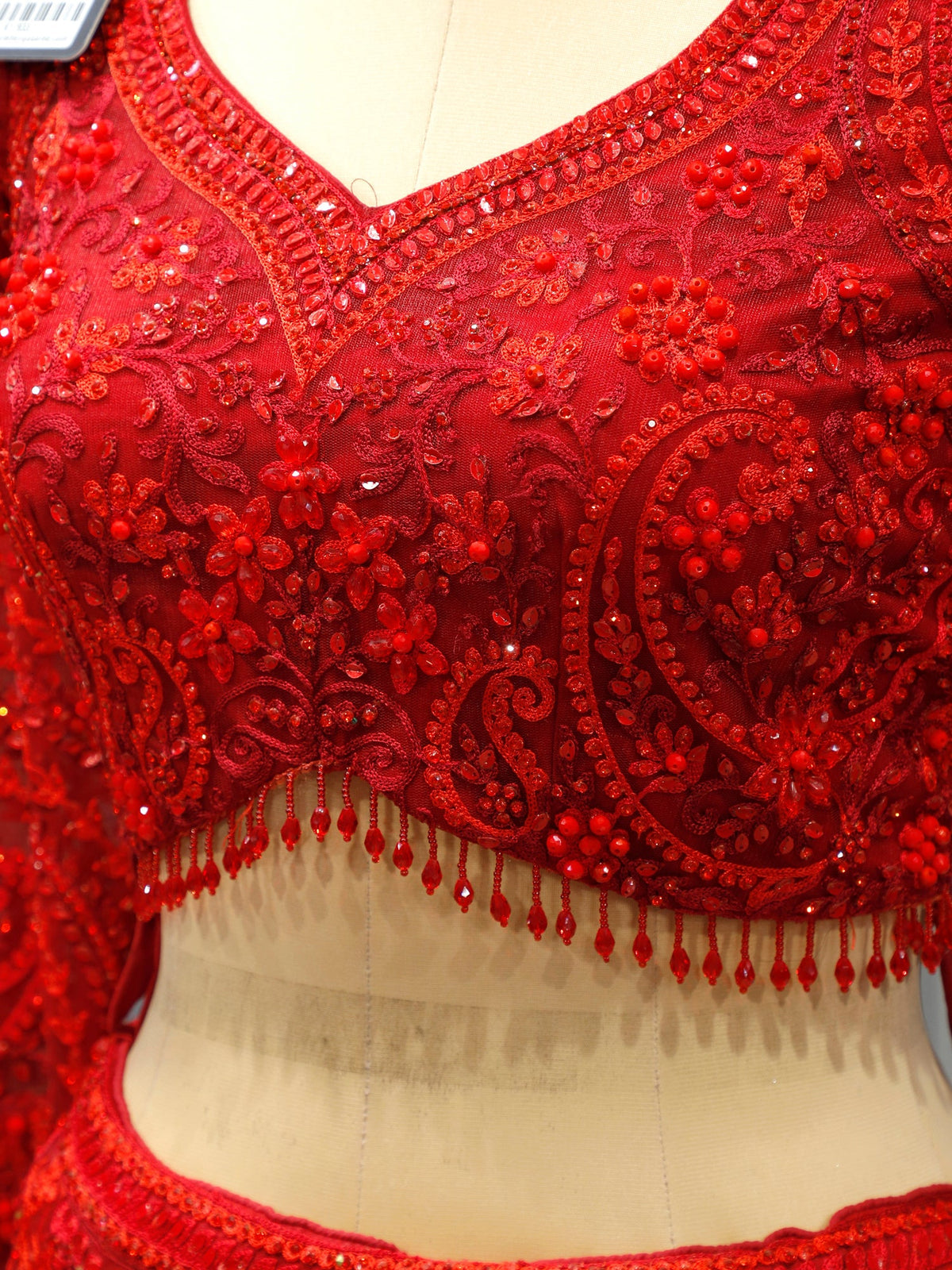 MyFashion KLS-1988 Crimson Royale Lehenga Exquisite Net with Pearl & Jarkan
