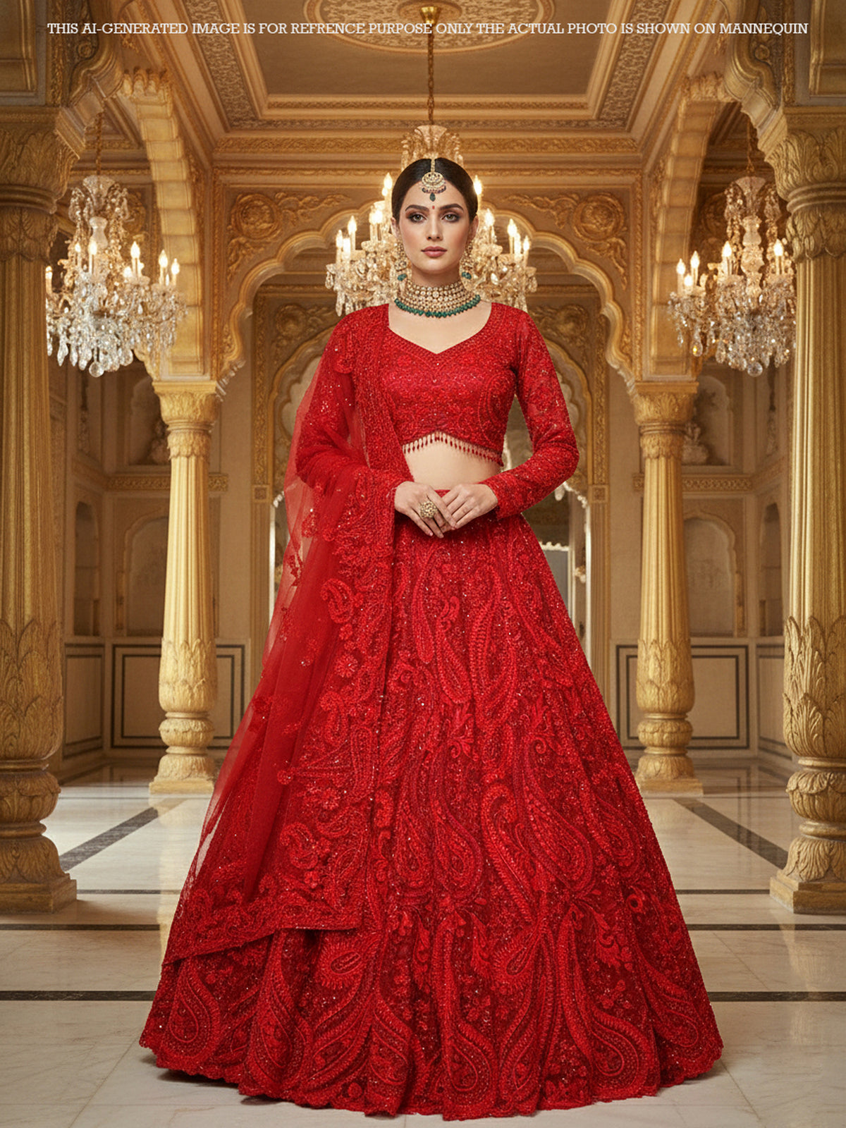 MyFashion KLS-1988 Crimson Royale Lehenga Exquisite Net with Pearl & Jarkan