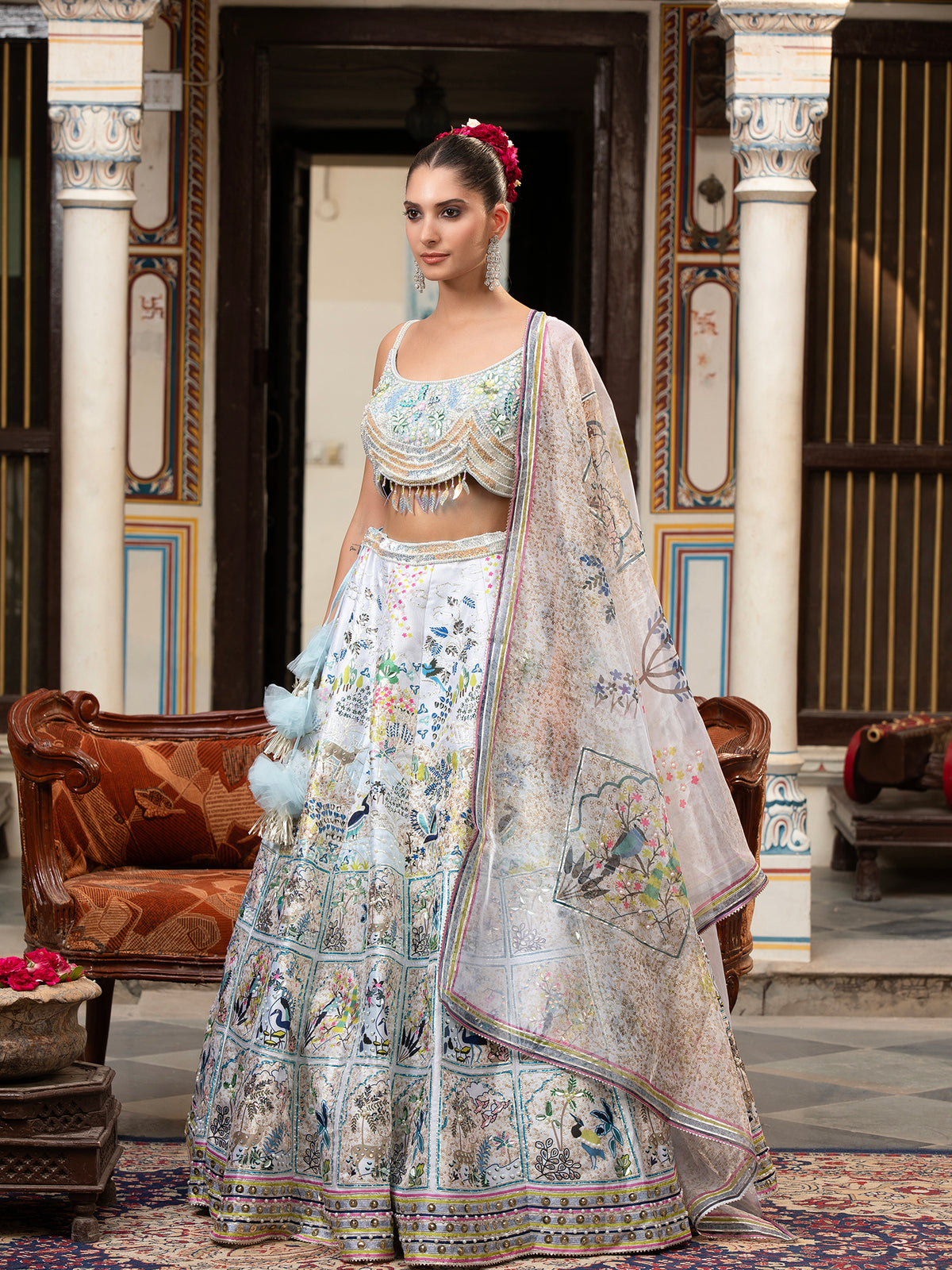 MyFashion -KLS-1491 Off-White Silk Lehenga With Applique