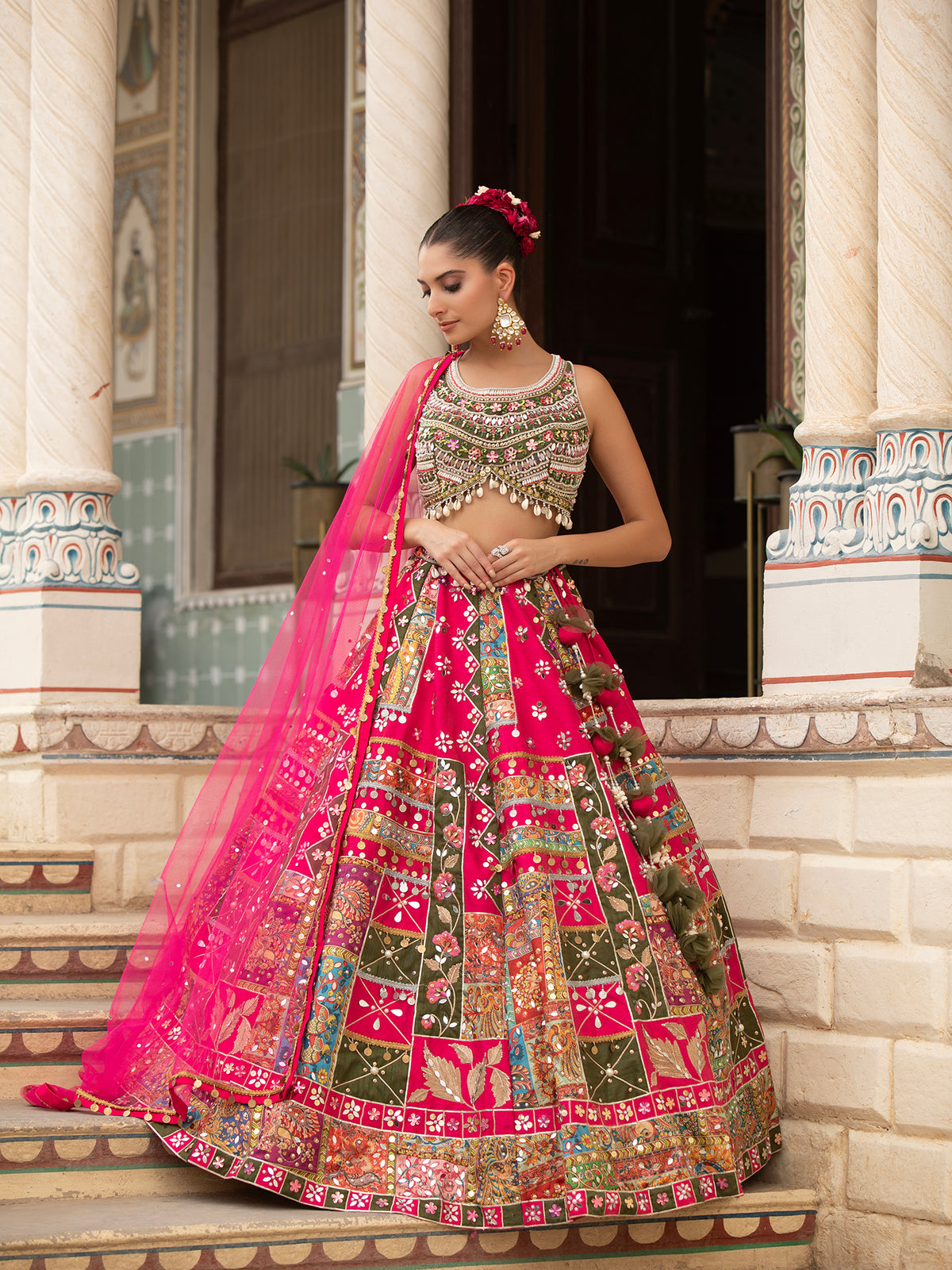 MyFashion -KLS-1488 Designer Multi Silk Lehenga With Mirror