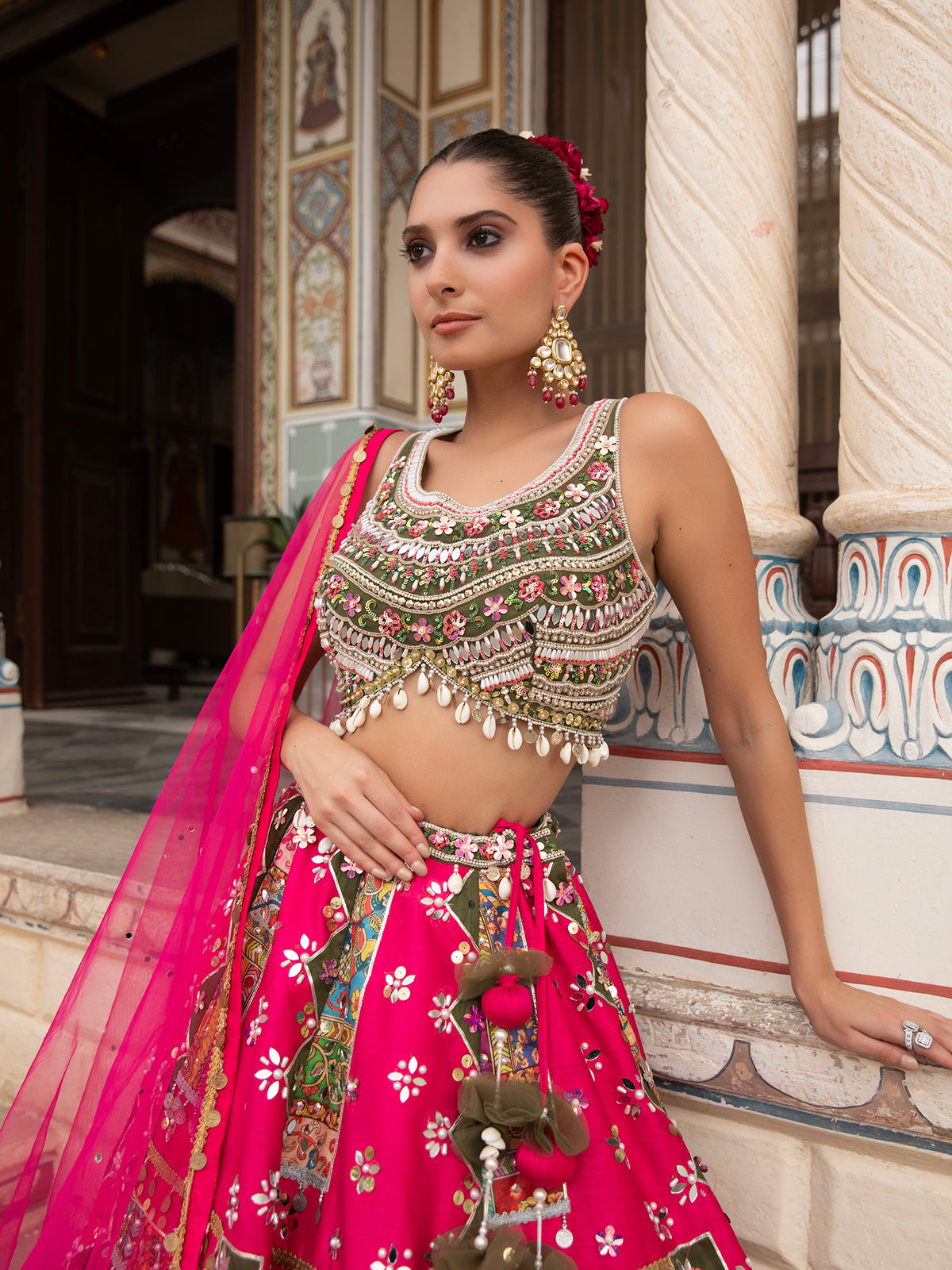 MyFashion -KLS-1488 Designer Multi Silk Lehenga With Mirror