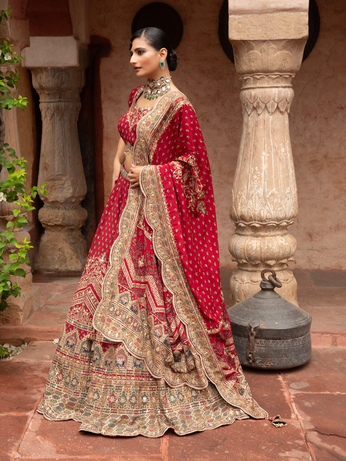 MyFashion -KLS-1510 Red Georgette Lehenga With Digital Print, Thread