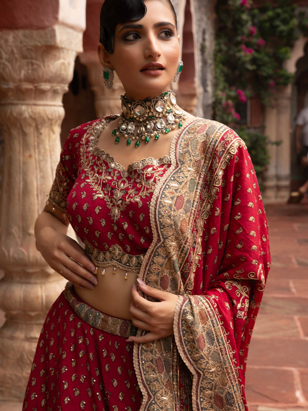 MyFashion -KLS-1510 Red Georgette Lehenga With Digital Print, Thread