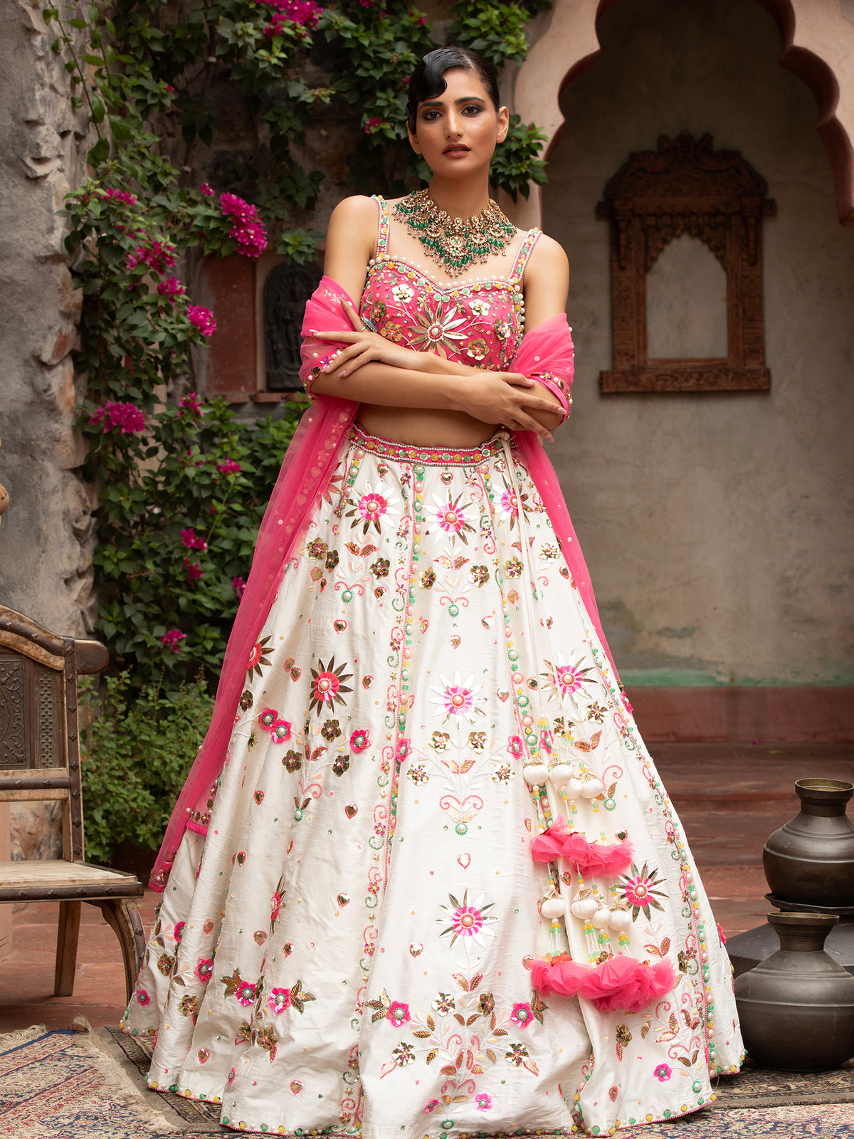 MyFashion -KLS-1501 White Silk Lehenga With Handcrafted Detailing