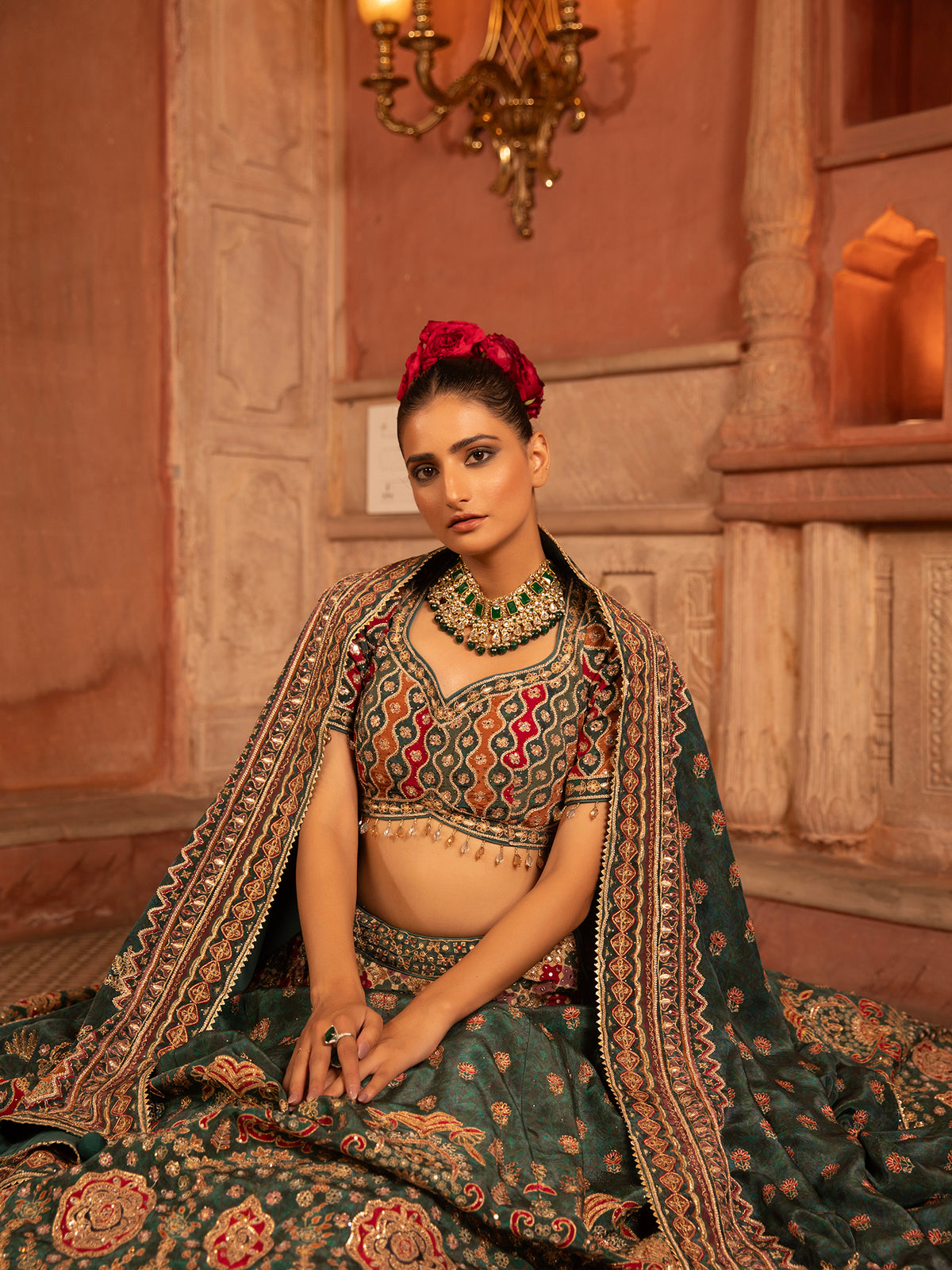 MyFashion -KLS-1509 Elegant Dark Green Georgette Bridal Lehenga