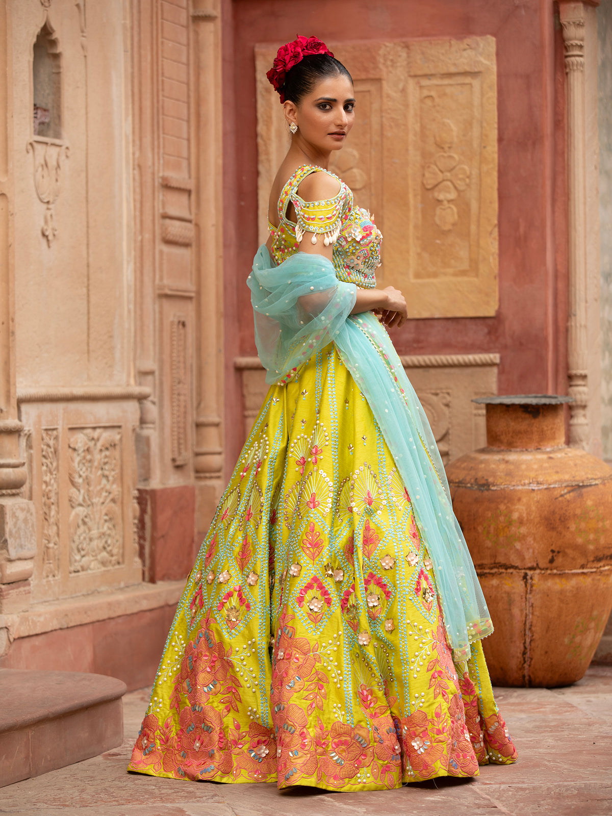 MyFashion -KLS-1498 Yellow Silk Lehenga With Applique Sequins Work