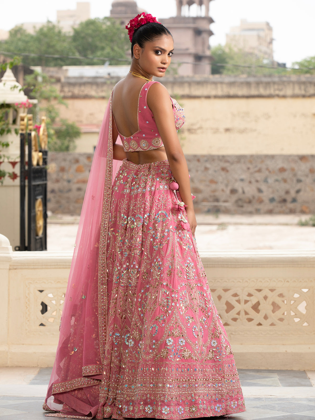 MyFashion -KLS-1494 Designer Peach Pink Georgette Lehenga