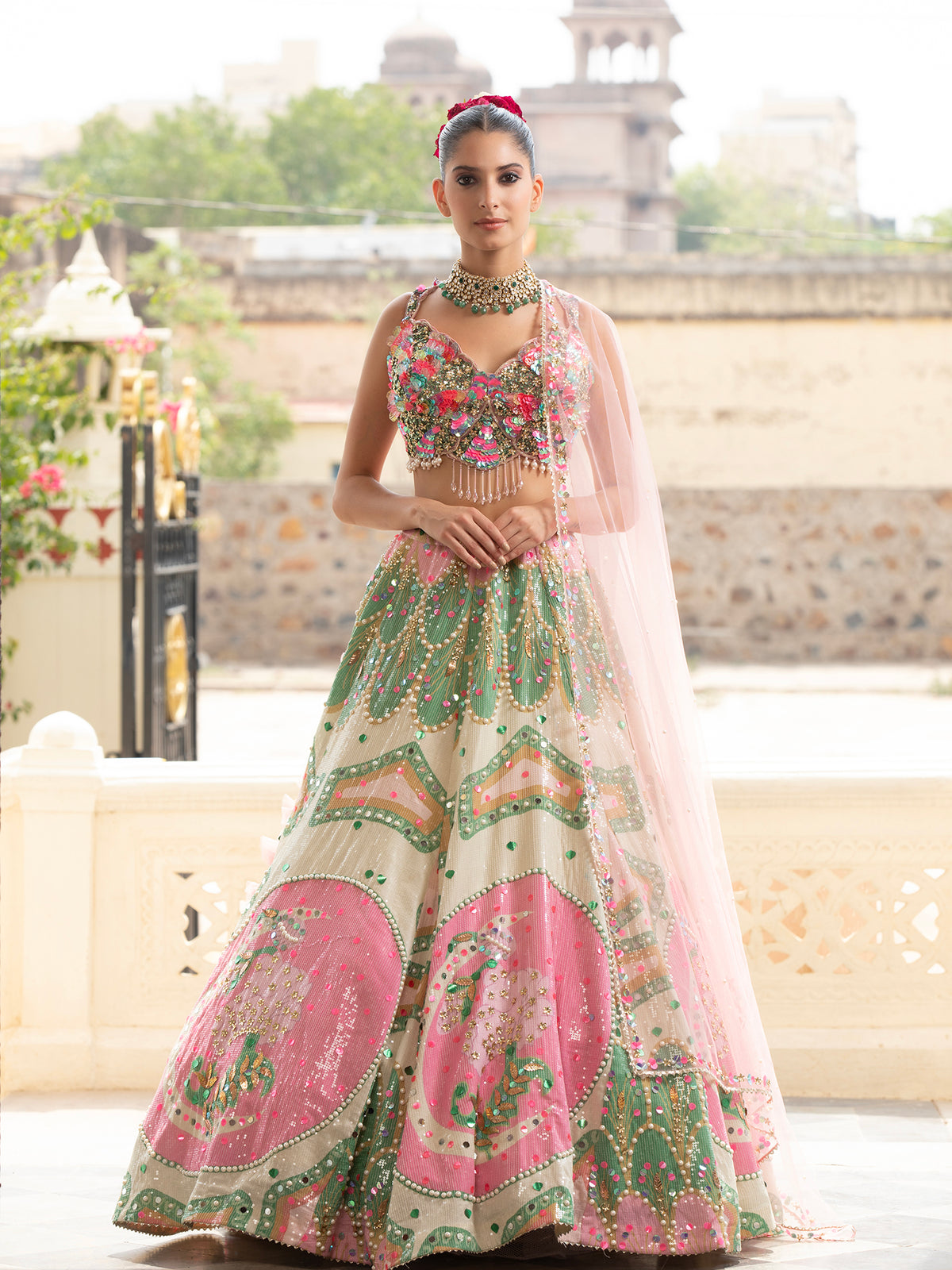 MyFashion -KLS-1492 Vibrant Multi-Color Silk Lehenga With Artistic Applique Work