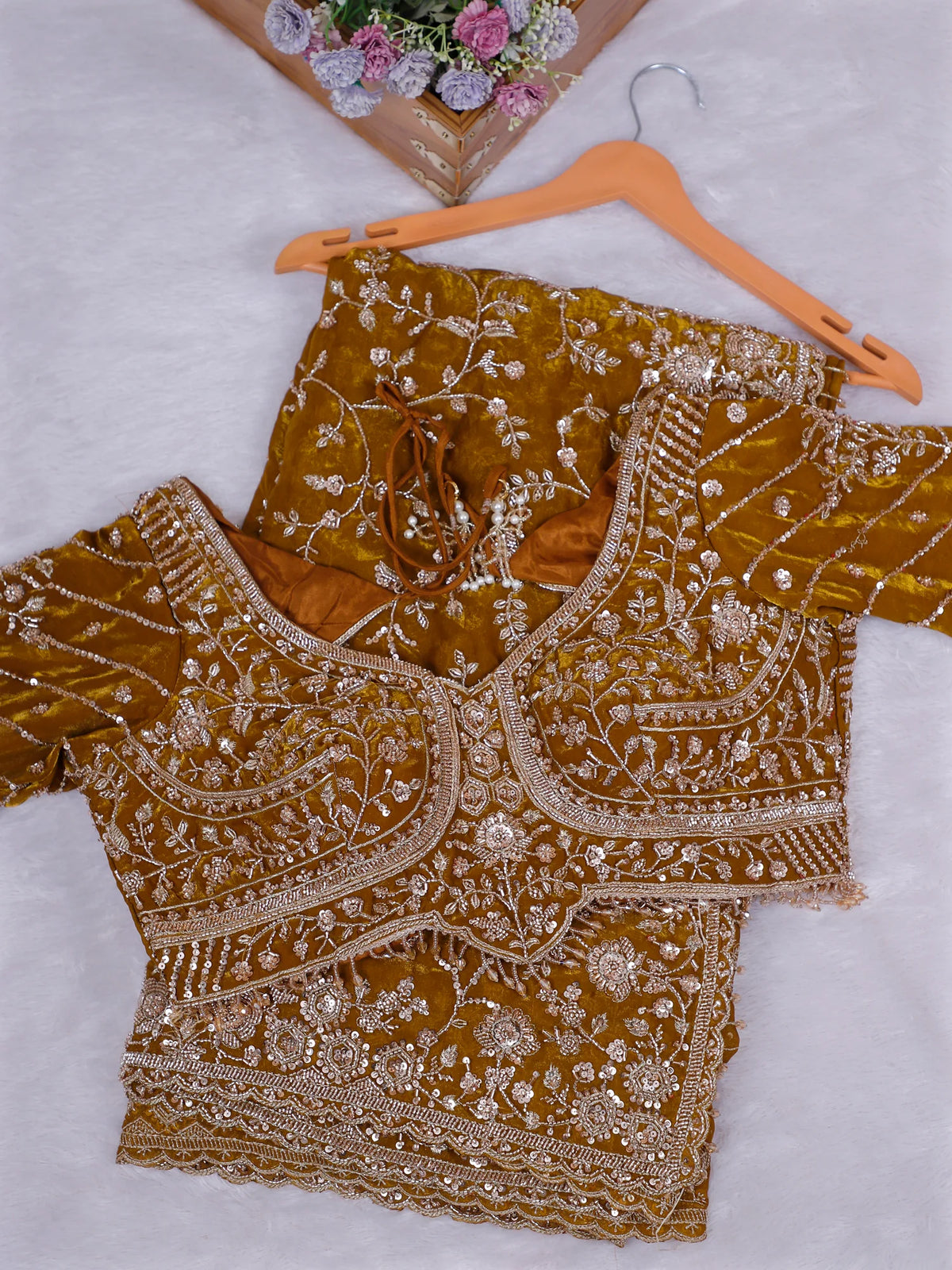 MyFashion KLS-2684 Sunset Alloy Mustard Bronze Tissue Saree With Beaded Finish