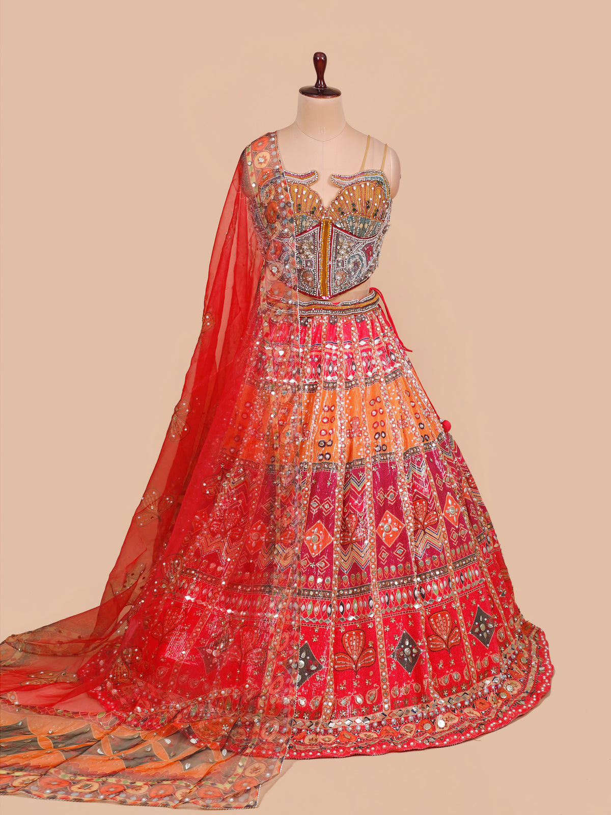 MyFashion KLS-2590 Multicolor Gul-e-Rang Shahi Sitara Lehenga