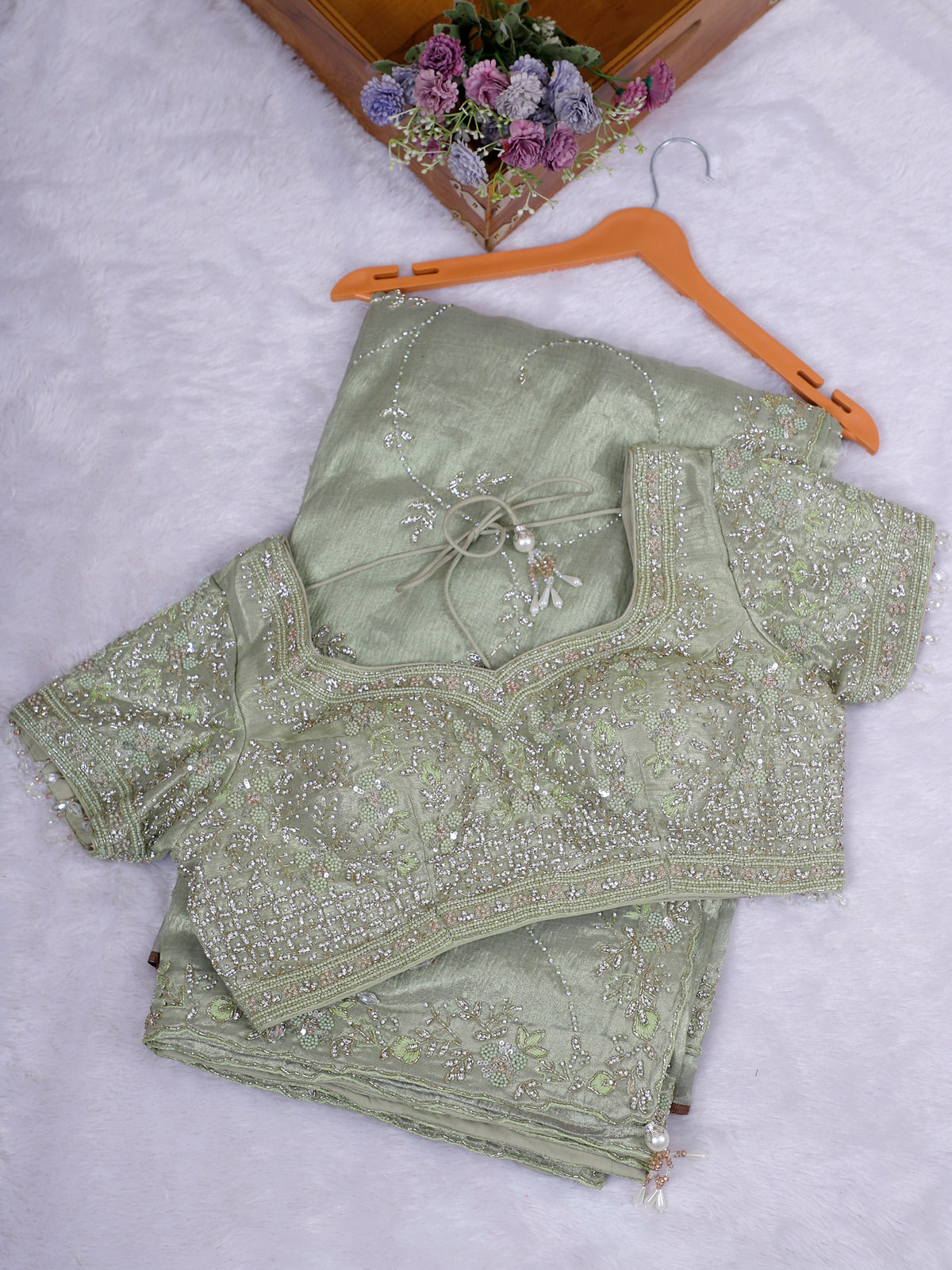 MyFashion KLS-2645 Pistachio Green Noorvaya Tissue Saree