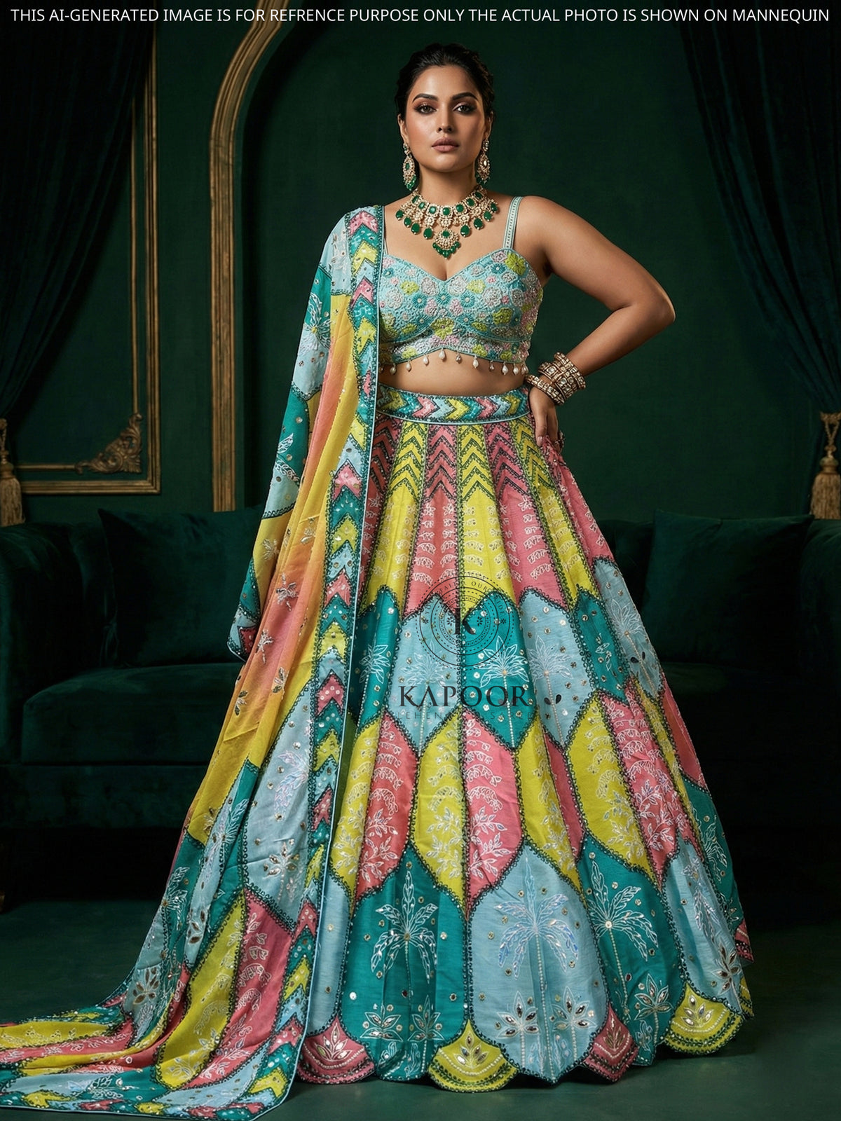 MyFashion KLS-2035 Multi Silk Lehenga with Beads & Mirror Sequence
