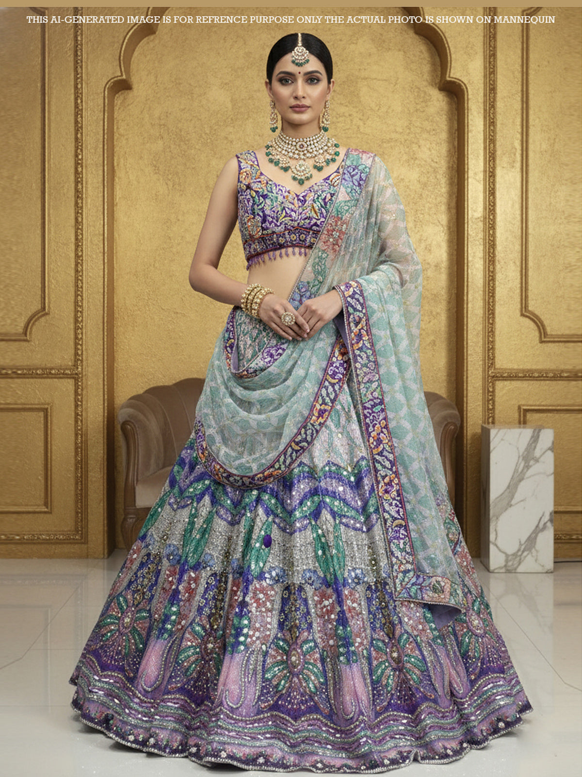 MyFashion KLS-2039 Multi Lehenga with Handcrafted Mirror & Sequence