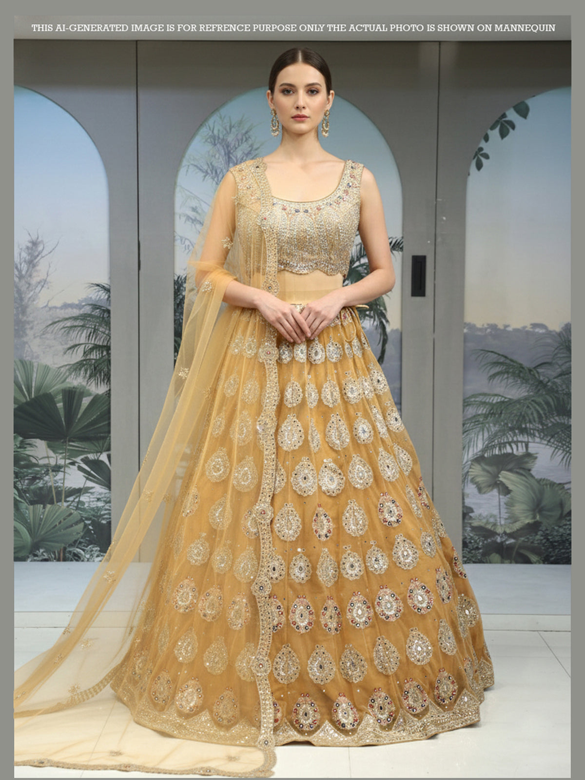 MyFashion KLS-2042 Mustard Lehenga Crafted with Mirror & Sequin