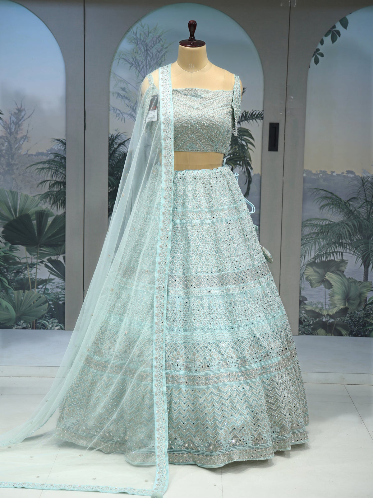 MyFashion KLS-2045 Crystal Aqua Lehenga Gentle and Grand Detailing