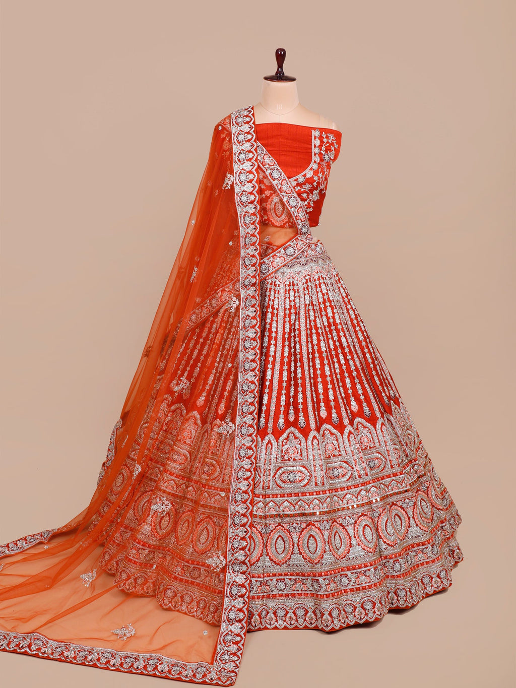 MyFashion KLS-2060 Marigold Silk Lehenga With Fine Stitch & Crystal