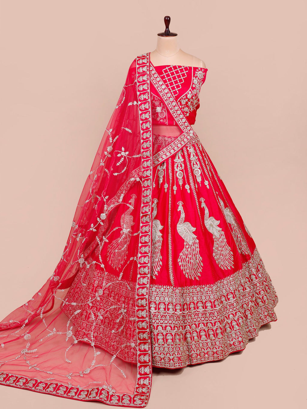 MyFashion KLS-2062 Threaded Rust Silk Lehenga With Handwork