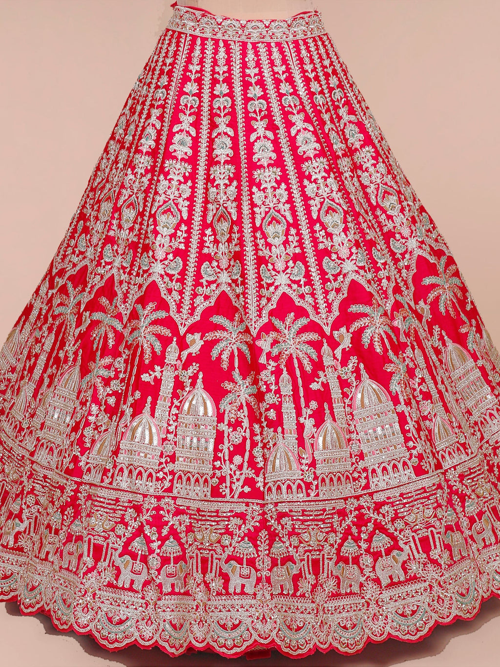 MyFashion KLS-2063 Regal Red Silk Jarkan Embellished Lehenga