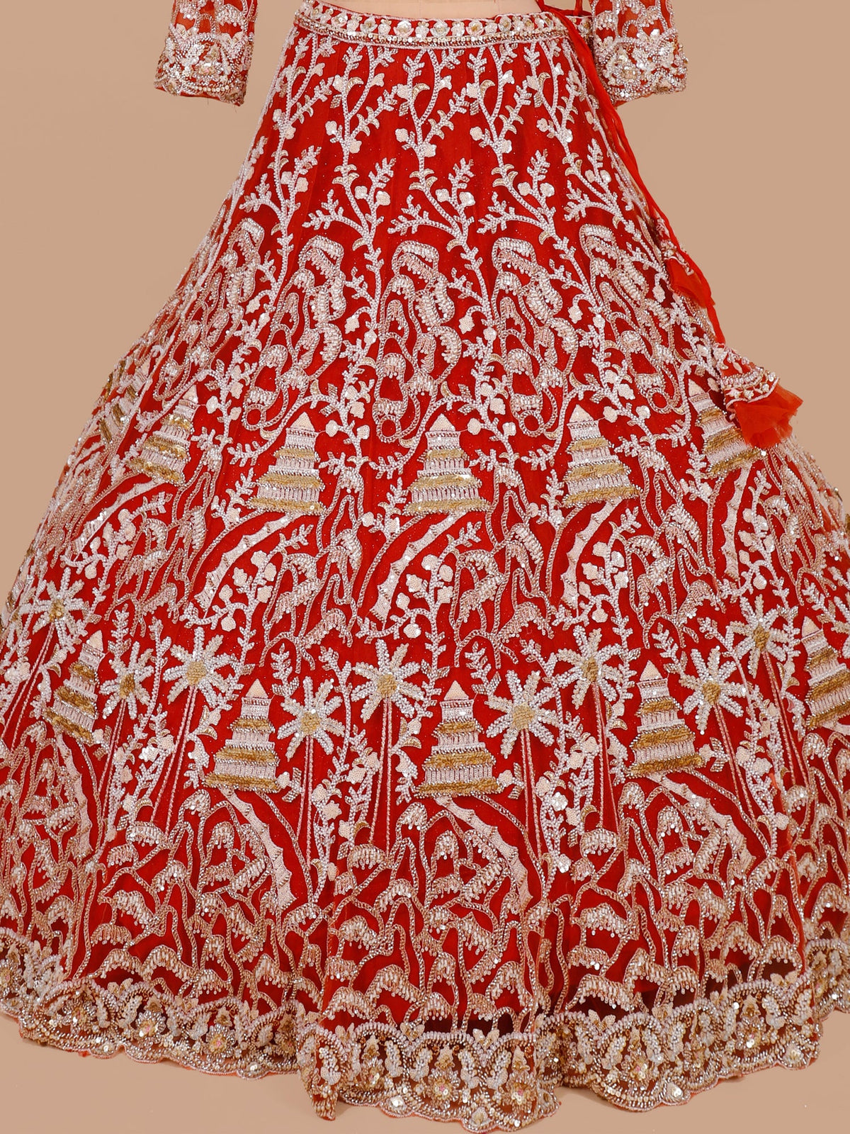 MyFashion KLS-2073 Rust Orange Designer Net Lehenga