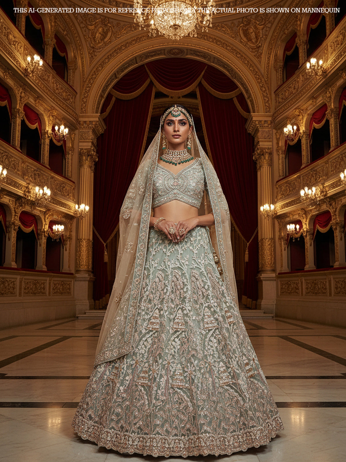 MyFashion KLS-2074 Cloud Shade Net Lehenga With Handcrafted Beads Work
