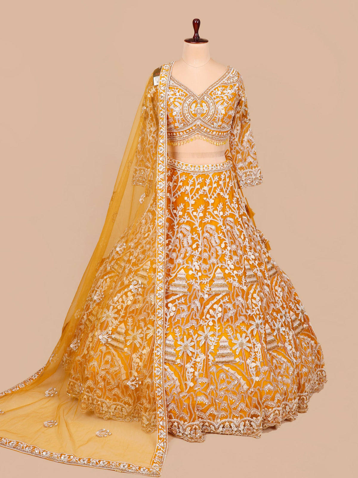 MyFashion KLS-2075 Pastel Yellow Net Lehenga With Beads & Sequence Jarkan