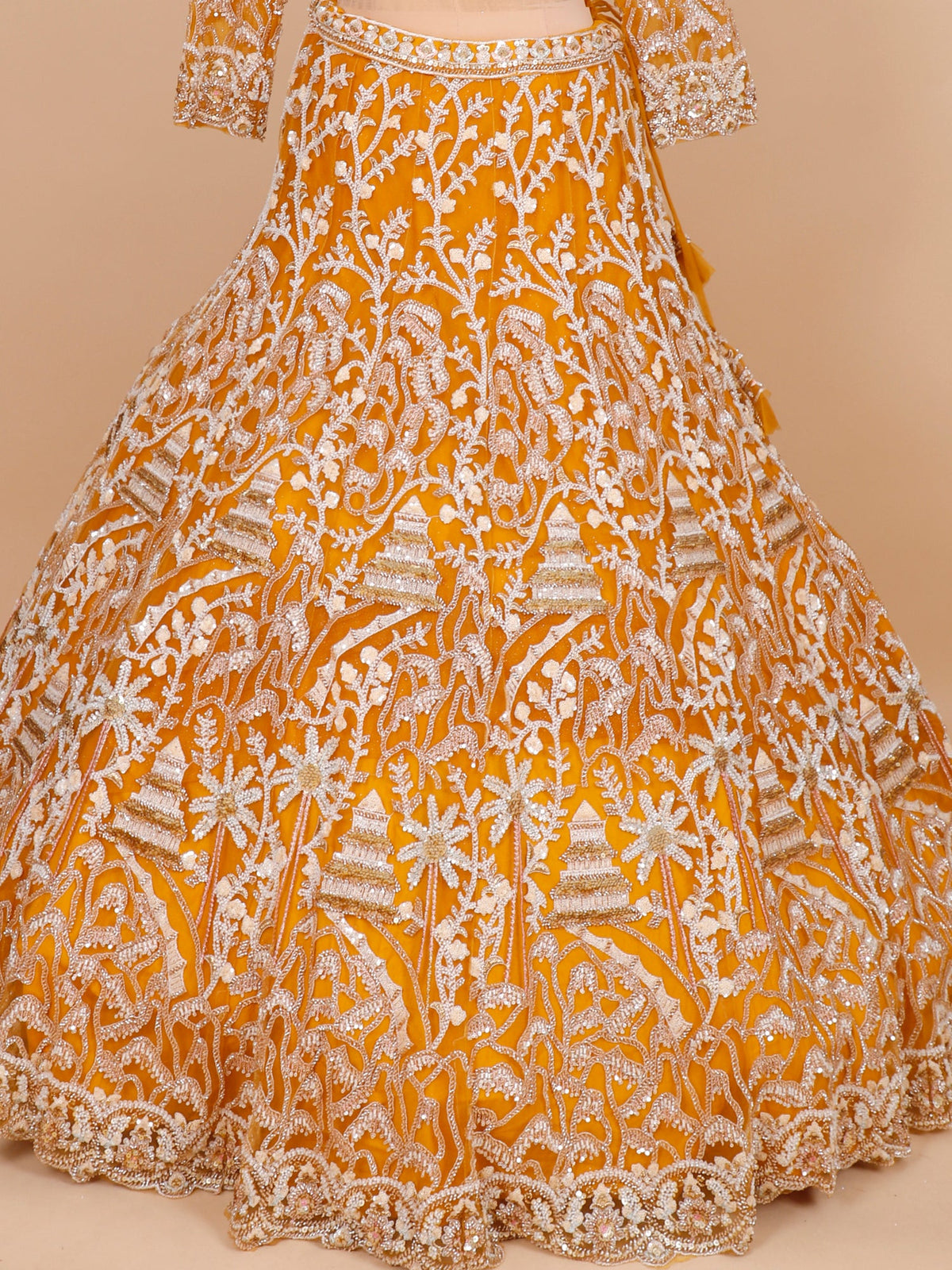 MyFashion KLS-2075 Pastel Yellow Net Lehenga With Beads & Sequence Jarkan