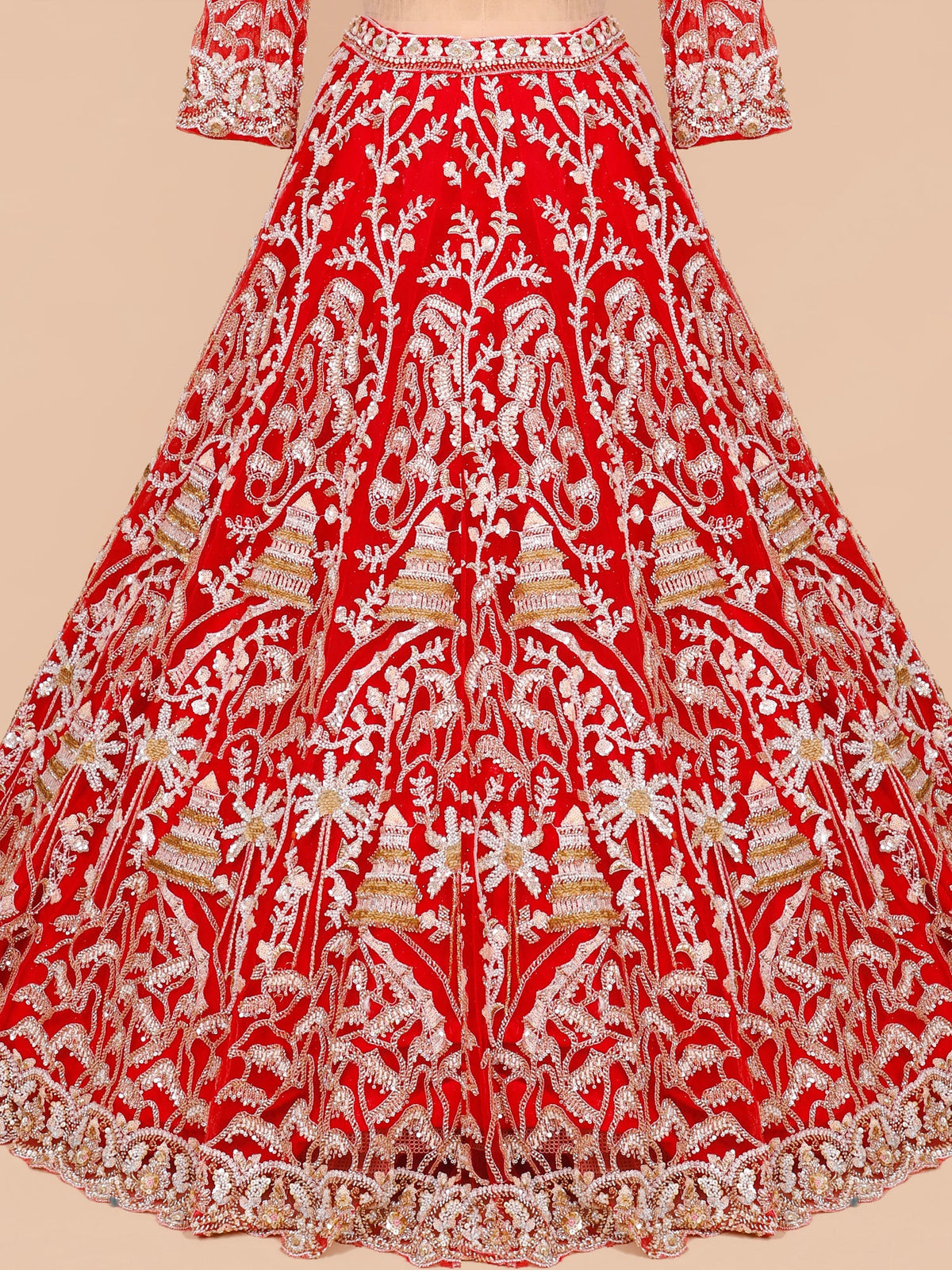 MyFashion KLS-2076 Crimson Red Designer Net Lehenga