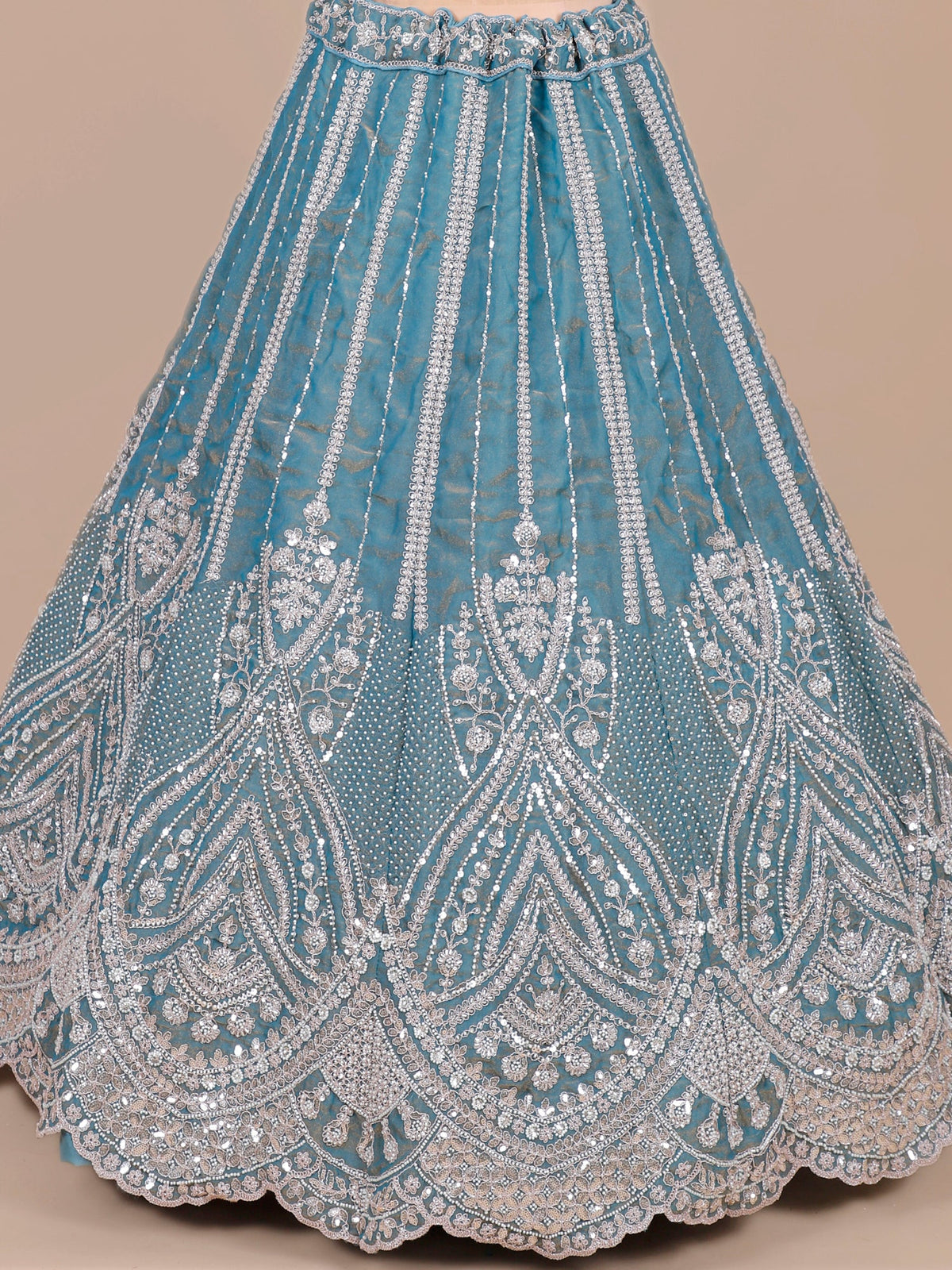MyFashion KLS-2087 Ocean Pearl Blue Luxe Beads & Sequence Lehenga