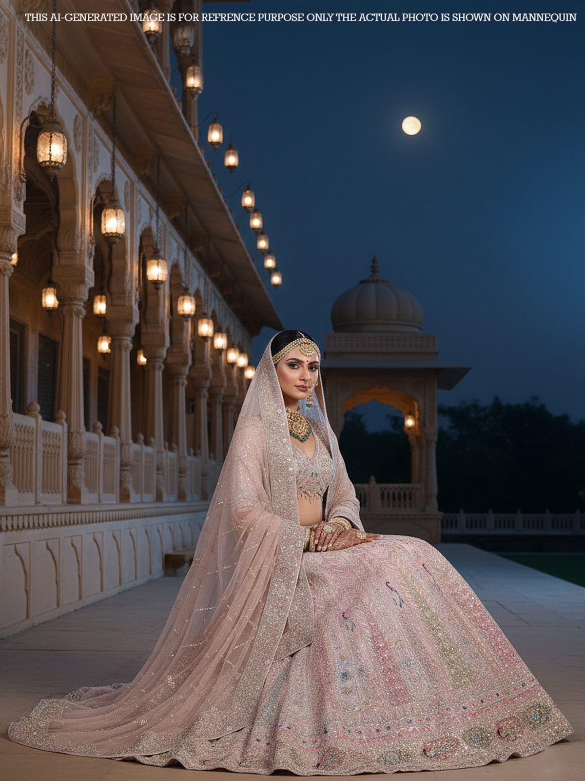 MyFashion KLS-2114 Onion Pink Sea Pearl Lehenga with Jarkan & Embroidery
