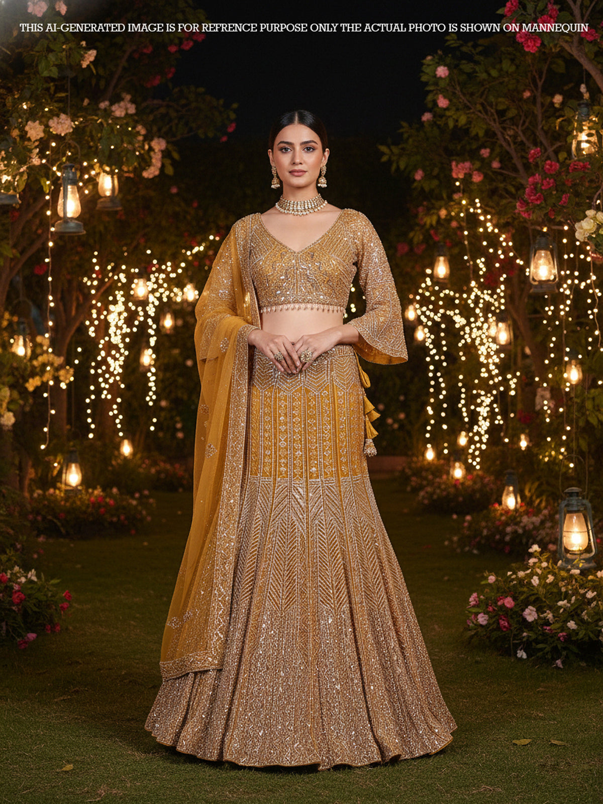 MyFashion KLS-2139 Mustard Gold Aura Royale Hand-Embellished Lehenga