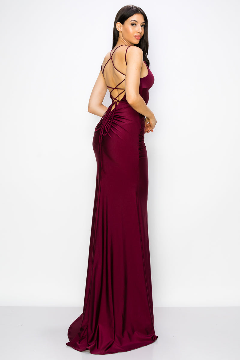 Prima Dress -SA5023205 Lace Up Fitted Prom Sheath Dress