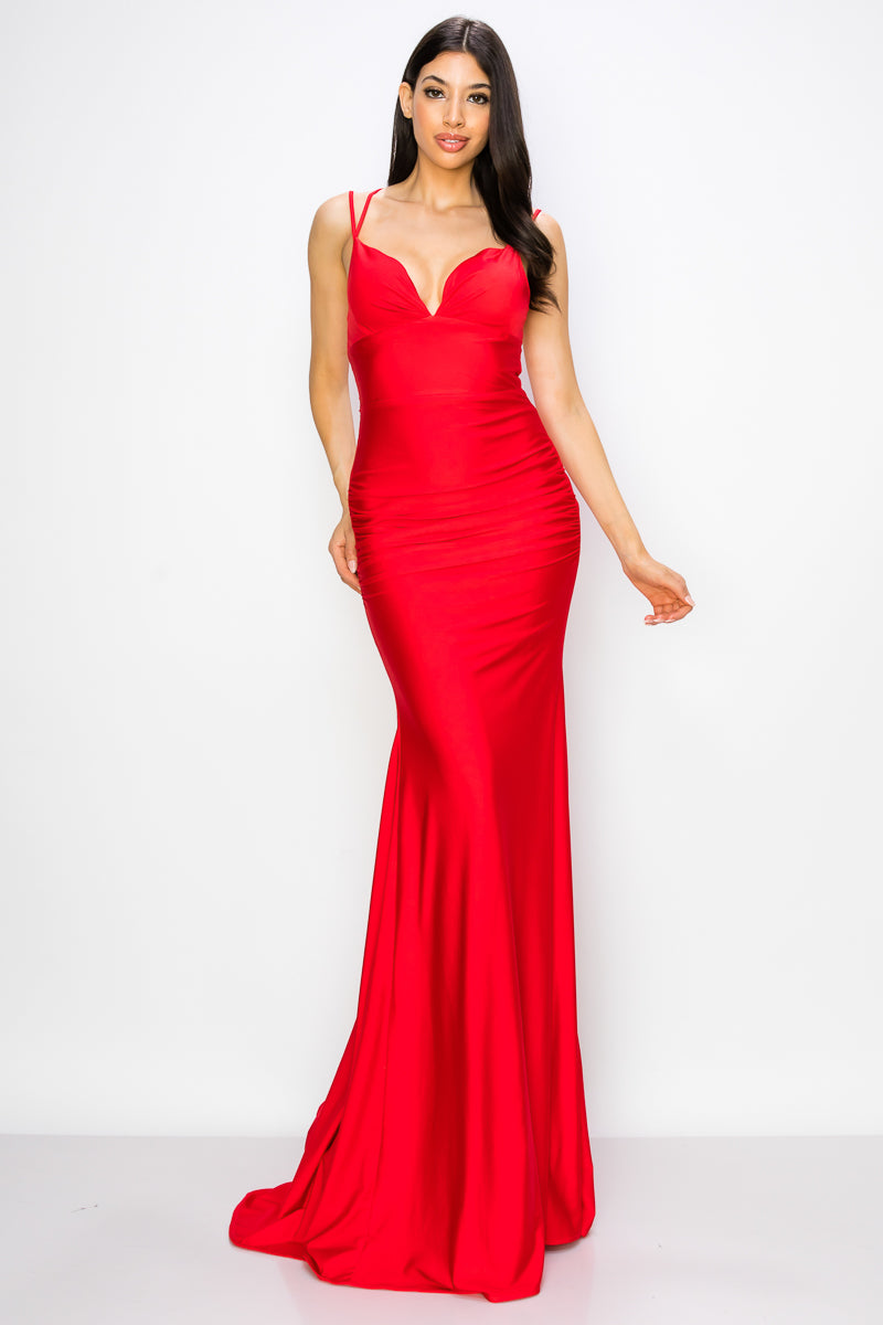 Prima Dress -SA5023205 Lace Up Fitted Prom Sheath Dress