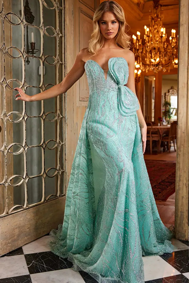 Jovani -23361 Plunging Sweetheart Oversized Bow Prom Dress