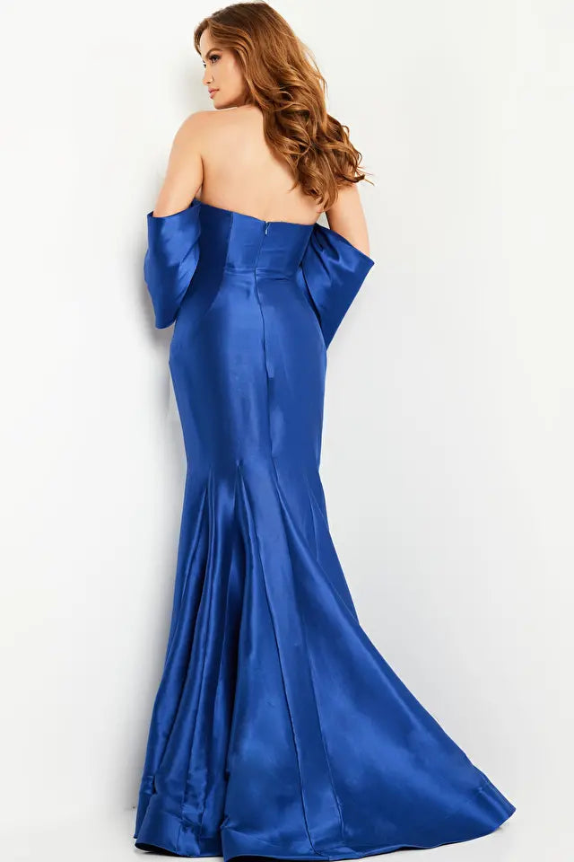 Jovani -23398B Drape Sleeves Mermaid Evening Dress