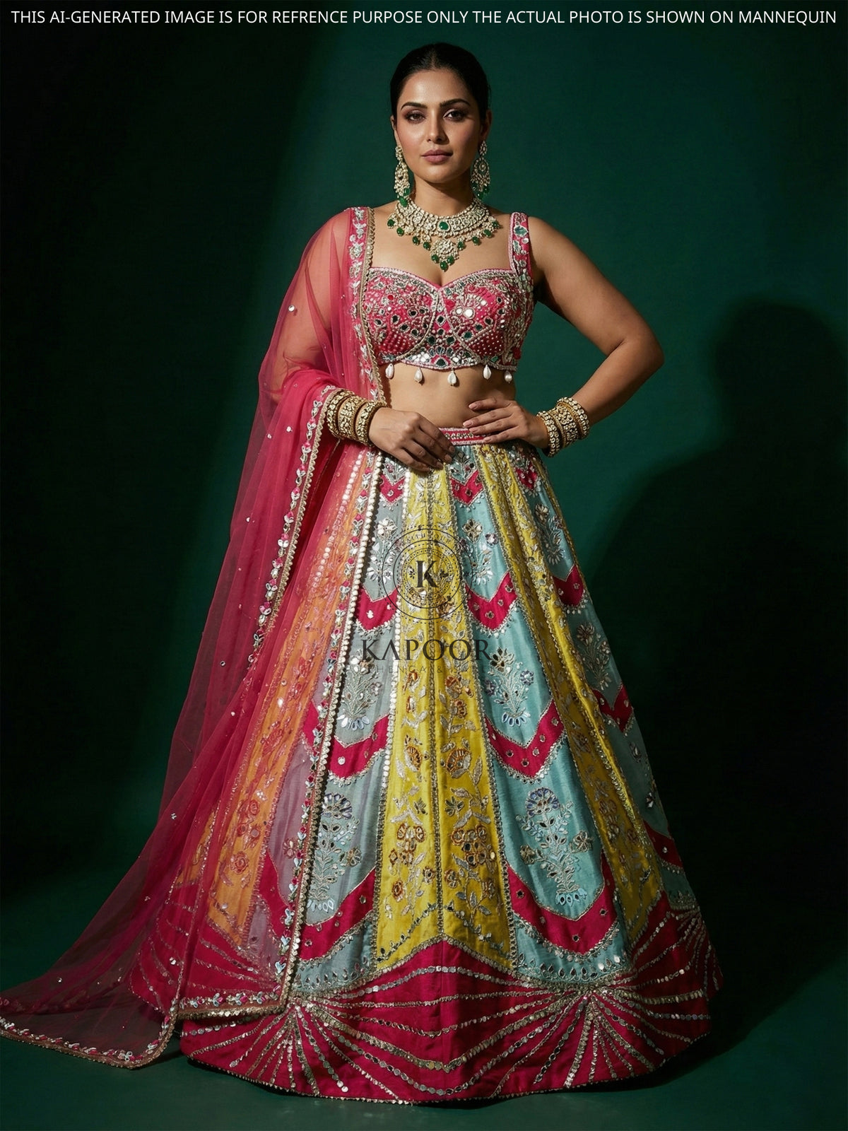 MyFashion KLS-2381 Rang-e-Noor Multi Pearl Tassel Silk Lehenga