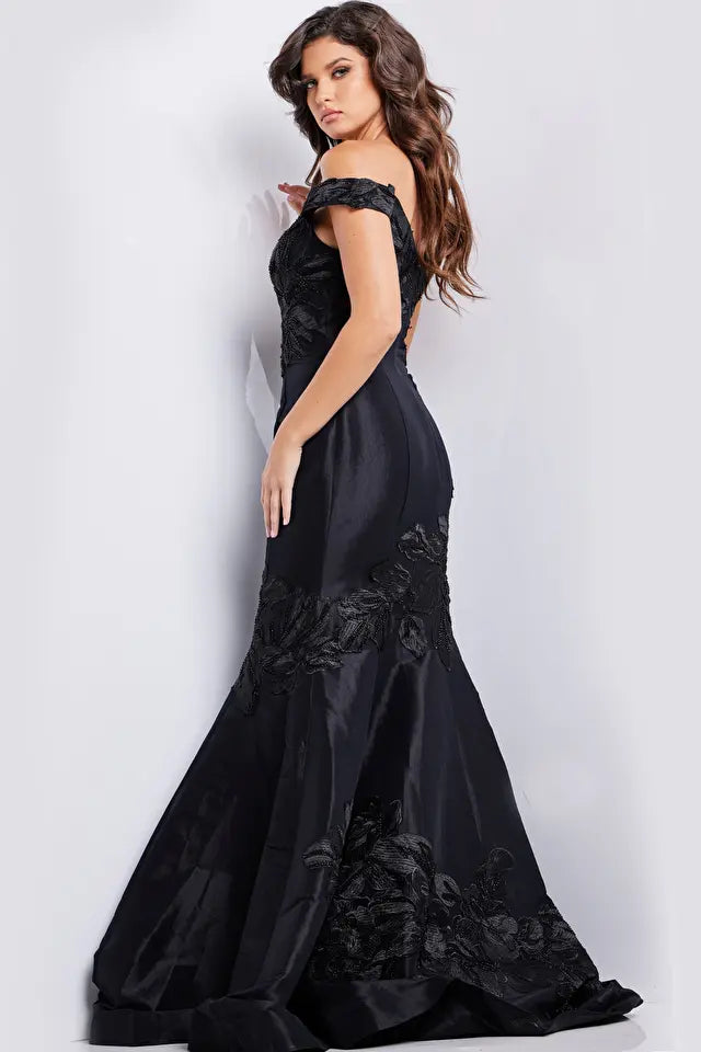 Jovani -23928 Embroidered Beaded Sweetheart Neck Dress