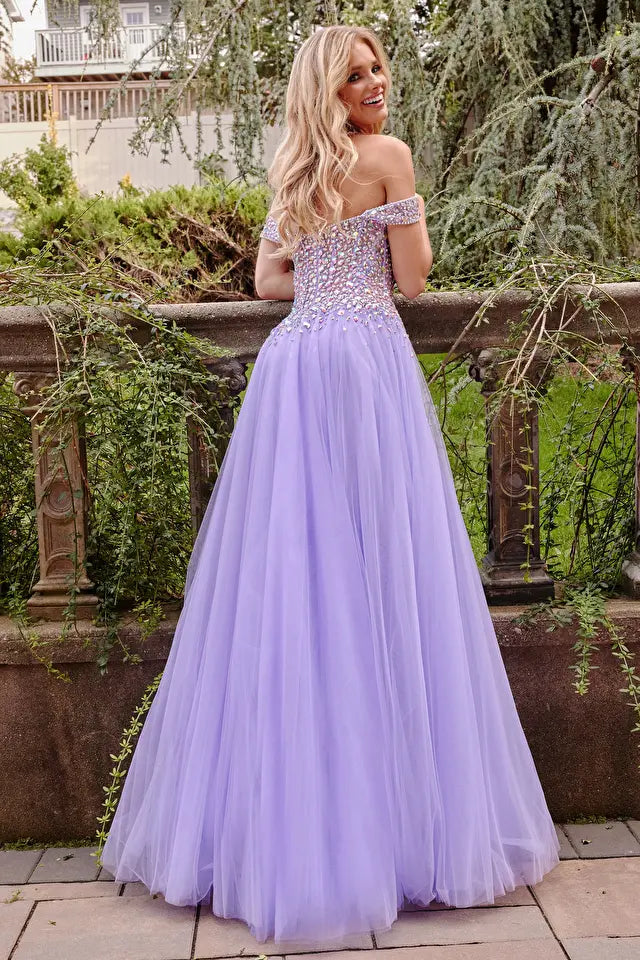 Jovani -23963 Off-Shoulder Sheer Bodice Gown