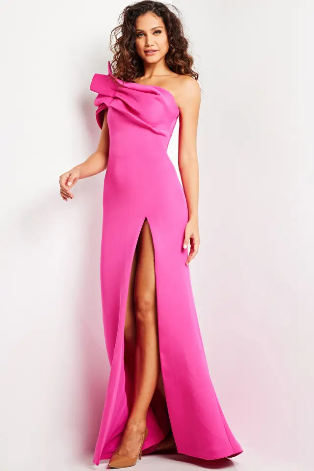 Jovani -24018 Draped High Slit Evening Dress
