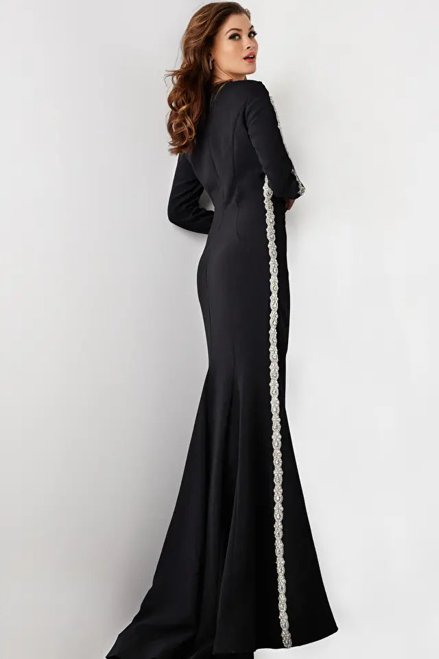 Jovani -24191 Trumpet Long Sleeves Evening Dress