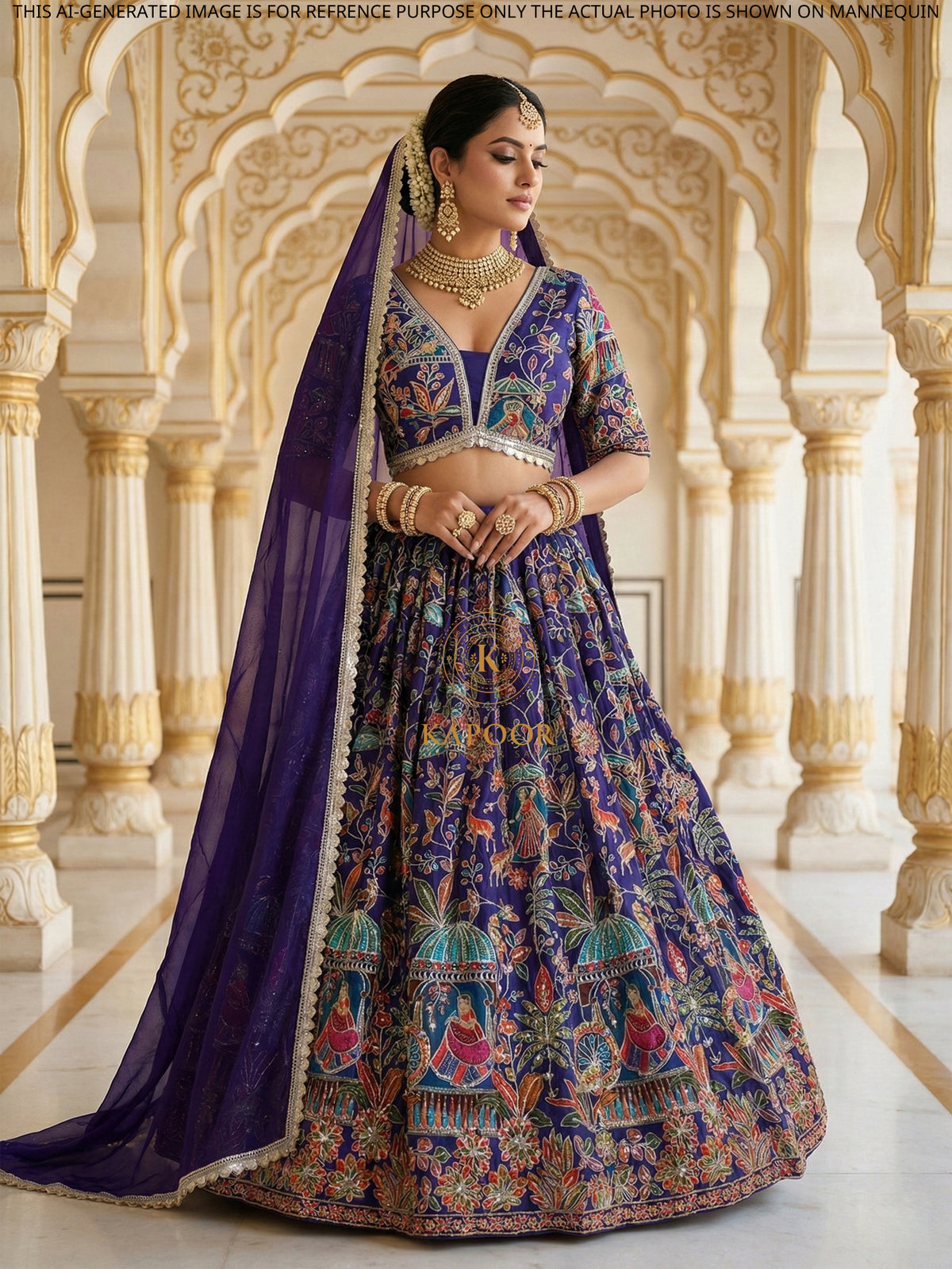 MyFashion KLS-2422 Purple Rang Mahal Kashmiri Lehenga