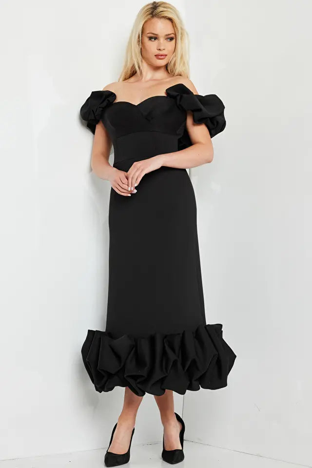 Jovani -24535 Fitted Bodice Evening Tea Length Dress