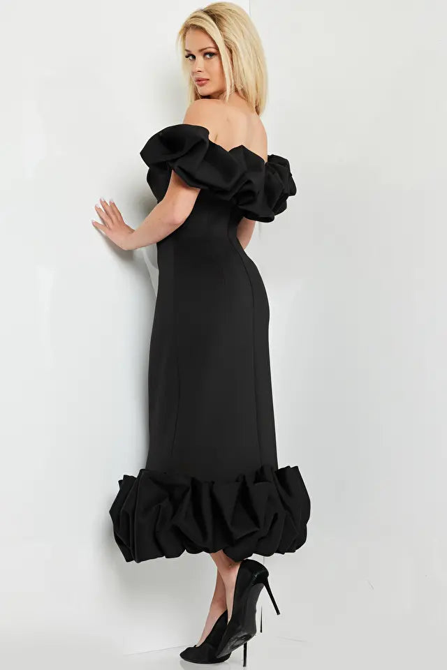 Jovani -24535 Fitted Bodice Evening Tea Length Dress