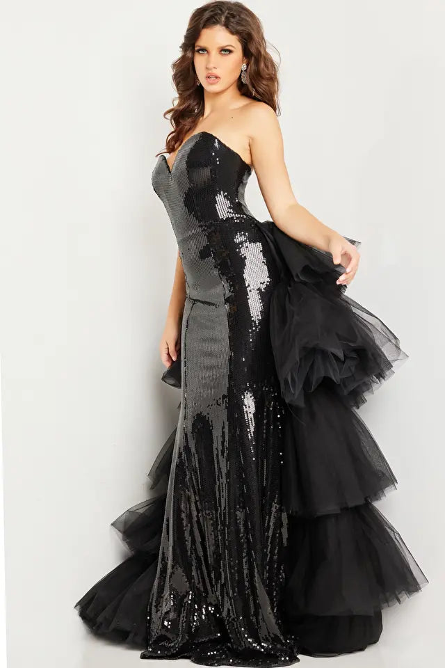 Jovani -24554 Tulle Sweetheart Ruffled Prom Dress